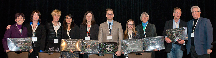 Elizabeth Badley (ICES), Wenda Watteyne (MNO Director of Healing and Wellness), Storm Russell (MNO Senior Policy and Research Analyst), Saba Khan (ICES), Suzanne Cadarette (ICES), Martin Cooke (University of Waterloo), Danielle Nash (ICES Western), Loraine Marrett (Cancer Care Ontario), David Henry (ICES), Doug Wilson (MNO Chief Operating Officer)